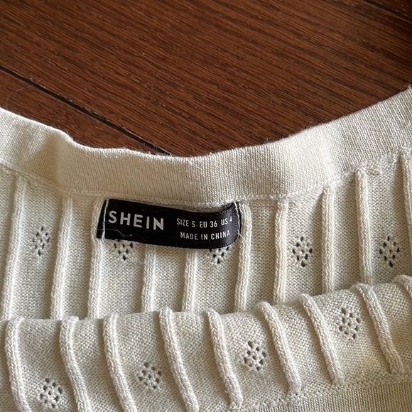 Pointelle Ribbed Knit Beige Crop Top - Picture 4 of 5